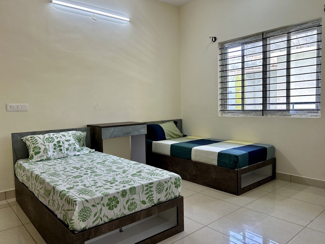 Double Sharing room — 2 people — at Infinity Space PG, Yeshwanthpur